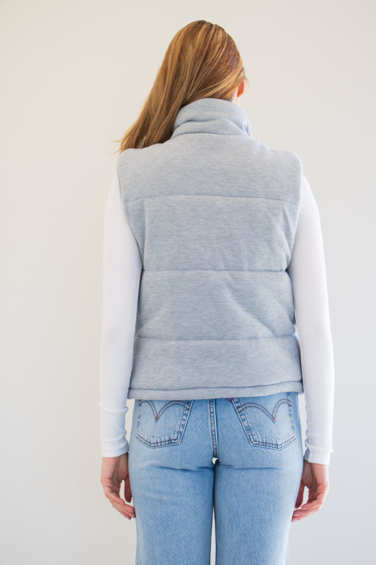 Cora Knit Puffer Vest in Grey